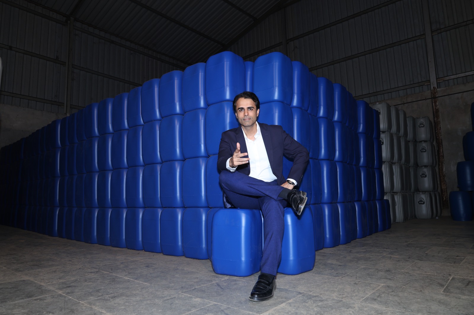 Plus Barrels warehouse with blue industrial drums